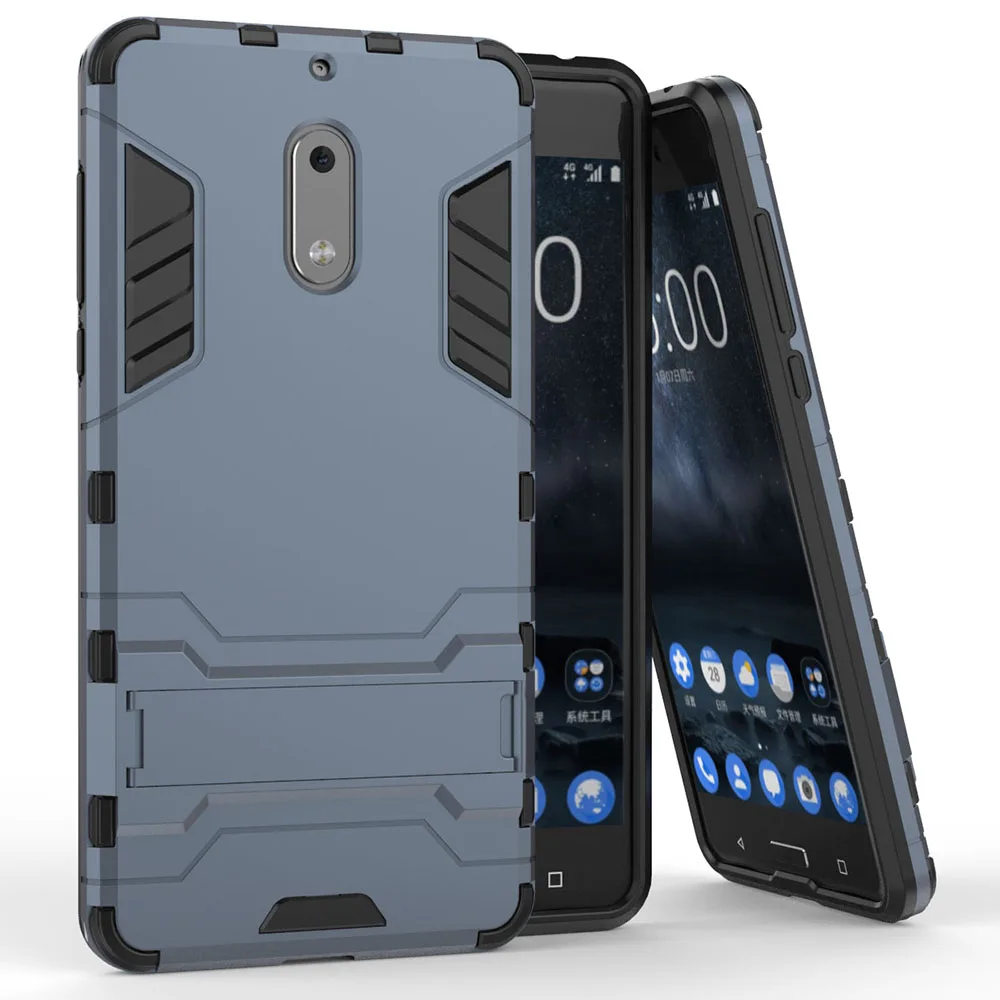 Case for Nokia 6 TA-1000 TA-1003 Phone Cases Luxury Plastic Silicon 5.5 Inch Dirt Resistant Back Armor Cover Coque Kickstand