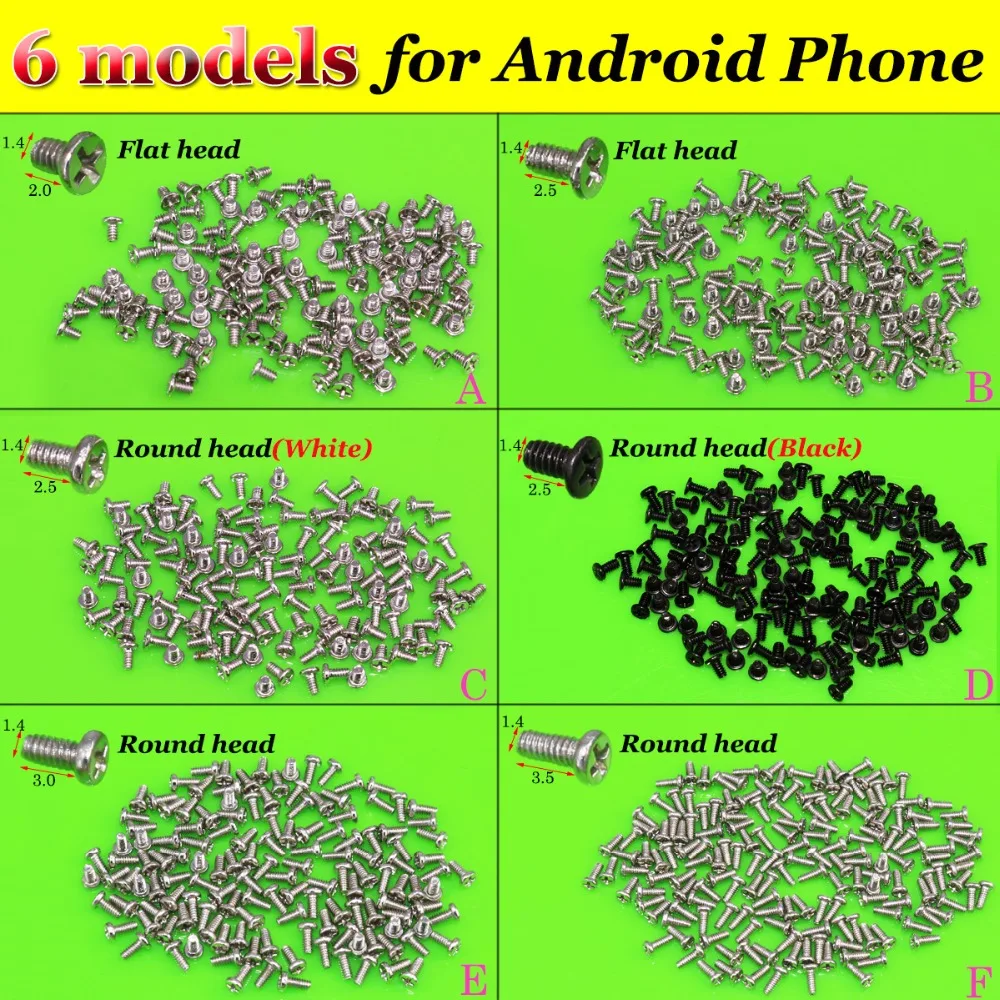 

6models/6bag Full Set Screws for Antroid phone M1.4 X2.0 2.5 3.0 3.5