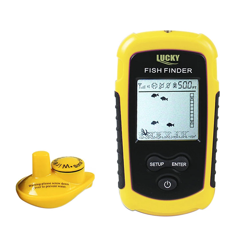 

40m 125KHZ Fish Finder Yellow Solid Wireless Fish Finder Sonar Fishfinder Depth Range Ocean Lake Sea Fishing Easy Take New