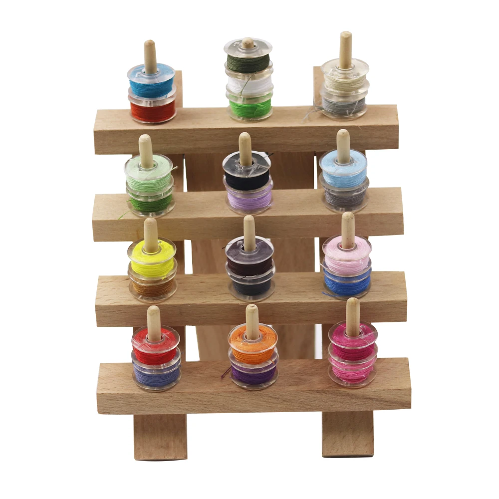 

Wood Collection Shelf Bobbin Holder Spool Sewing and Embroidery Thread Rack