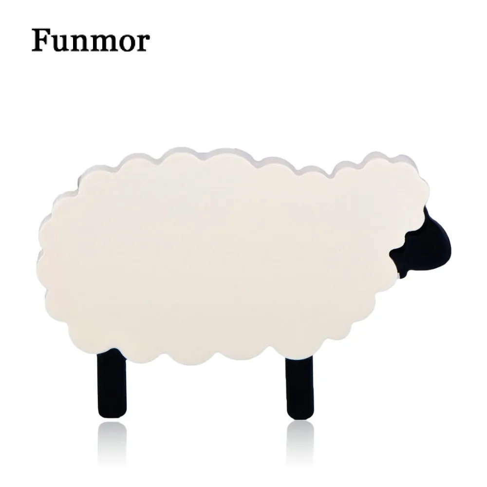 

FUNMOR White Acrylic Cute Sheep Brooches For Women Child Gift Animal Corsage Handmade Badge Lapel Pins Cardigan Suit Accessories