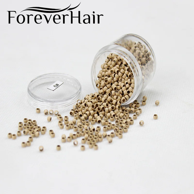 Forever 헤어 익스텐션 링 구리 헤어 비즈, 나노 링 헤어 익스텐션 도구, 마이크로 비즈, 3mm x 2mm x 2mm, 병 당 1000 개