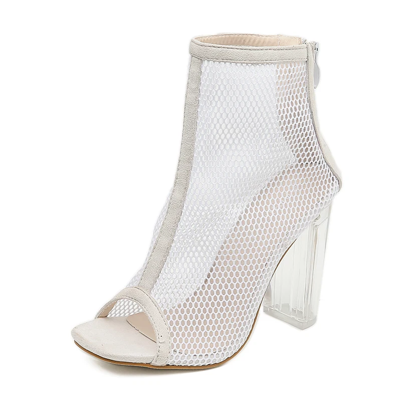 white mesh heels