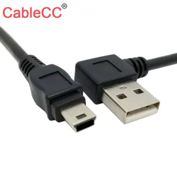 

10pcs/lot CY CableCC USB 2.0 A Male Plug to Mini 5 Pin Left Angled 90 Degree Plug Data Cable Cord 50cm