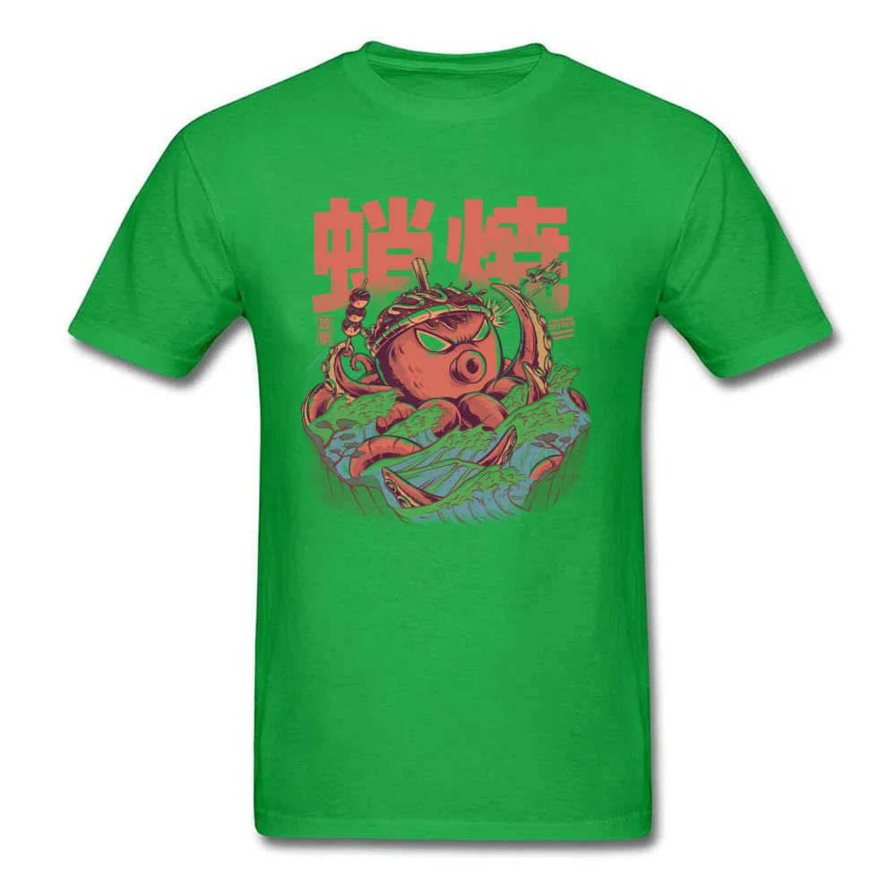 Funny Male Tshirts Crewneck Short Sleeve 100% Cotton Takoyaki Attack Tops T Shirt Casual Tops T Shirt Wholesale Takoyaki Attack green