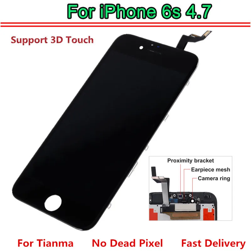 

10PCS For EBS Tianma AAA Quality LCD For iPhone 6s LCD Display With Touch Screen Digitizer Replacement Parts Assembly Free DHL
