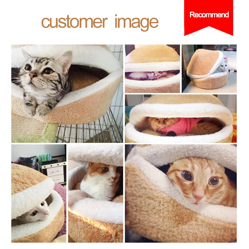  HOOPET Warm Cat Bed House Hamburger Bed Disassemblability Windproof Pet Puppy Nest Shell Hiding Bur