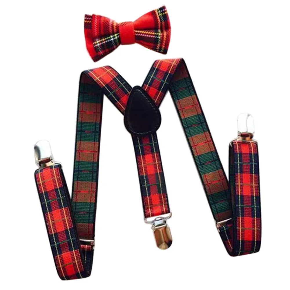

Child Suspenders 3 Clip-on Y-Back Elastic Adjustable Braces Children Baby Boys Kids Suspenders Tie Bowtie Set bretelles enfant