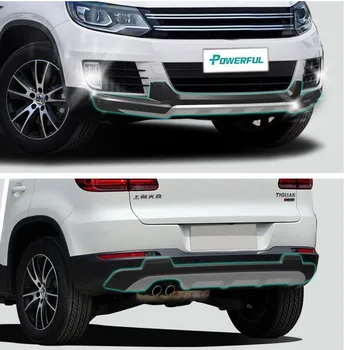 

Fit For Volkswagen VW Tiguan 2013-2016 Front+ Rear Bumper Diffuser Bumpers Lip Protector Guard skid plate ABS Chrome finish 2PCS