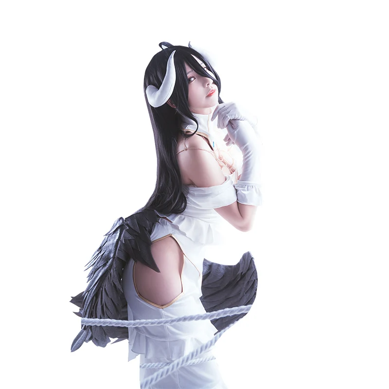 Высокое качество персонаж аниме Overlord albedo косплей костюм белое сексуальное