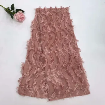 

2018 High Quality African Lace Fabrics/French Net Embroidery Peach 3 D Flowers Tulle Lace Fabric For Nigerian Wedding Dress