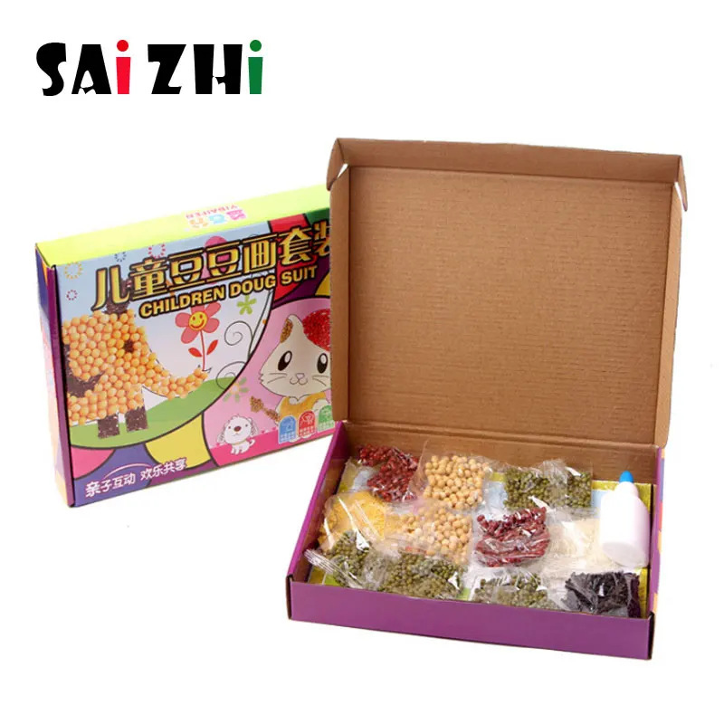 

Saizhi Diy Children Handmade Cute Catton Peas Paste Painting Gift For Kids Educational Toys Tandmade Material Package SZ3621