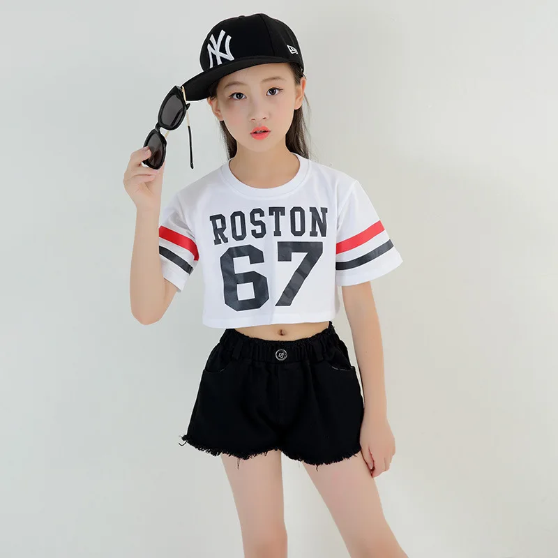 2018 Kids Street Dance Costumes Girl's Dancewear Jazz Hip Hop Clothing Modern Dance Training Clothes Set Top+ Pants Size 110-160 (3)