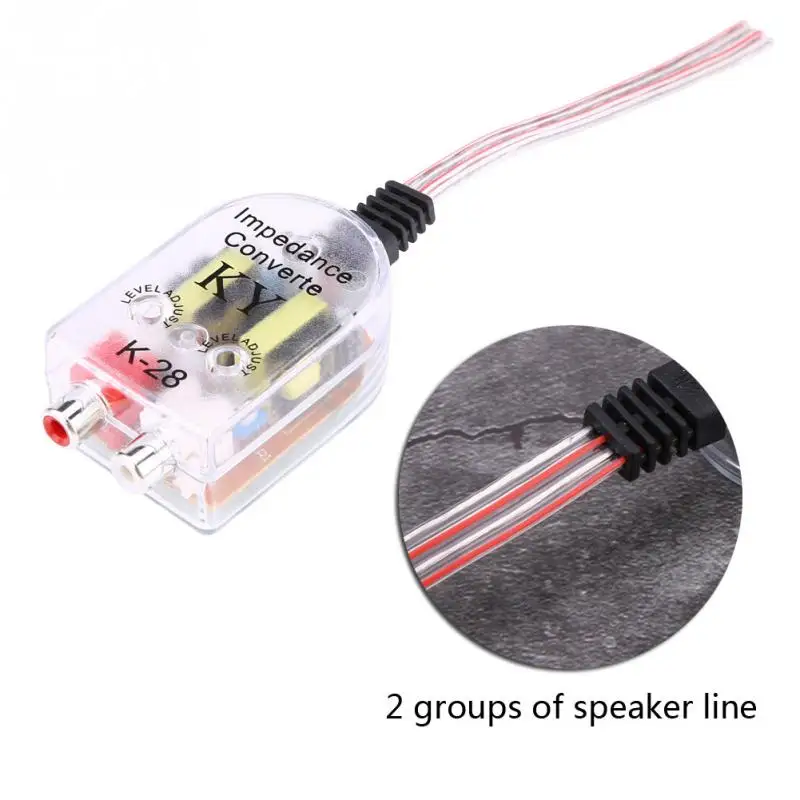 Altavoz de coche ajustable a adaptador de nivel RCA de alta a baja toma de corriente automática Comverter Audio sonido Subwoofer amplificador Altavoz de coche ajustable a adaptador de nivel RCA de alta a baja toma de corriente automática Comverter Audio sonido Subwoofer amplificador