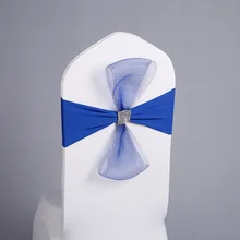 100 шт./лот свадебные украшения стул повязка-лента спандекс лайкра чехлы для стульев органза ткань для отеля/ресторана/банкета