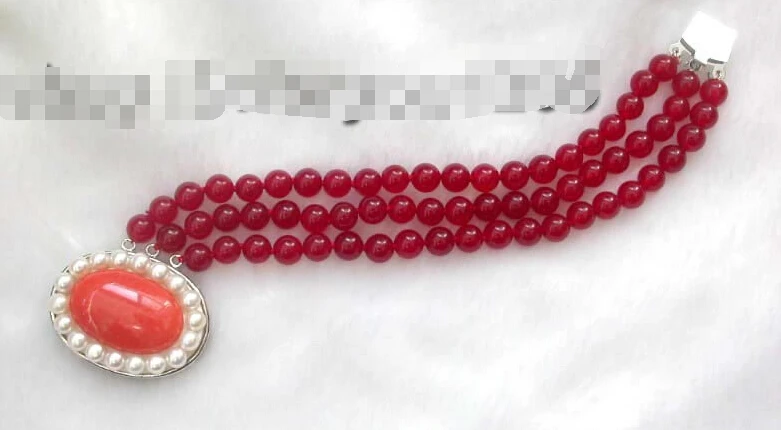 

shipping>>>>Charming!3row Natural Red stone Bracelet Carnelian Clasp