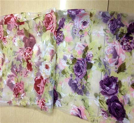 

XF2016060269-34 fabrics Transparent sunflower print organza fabric hard yarn diy clothes material cloth