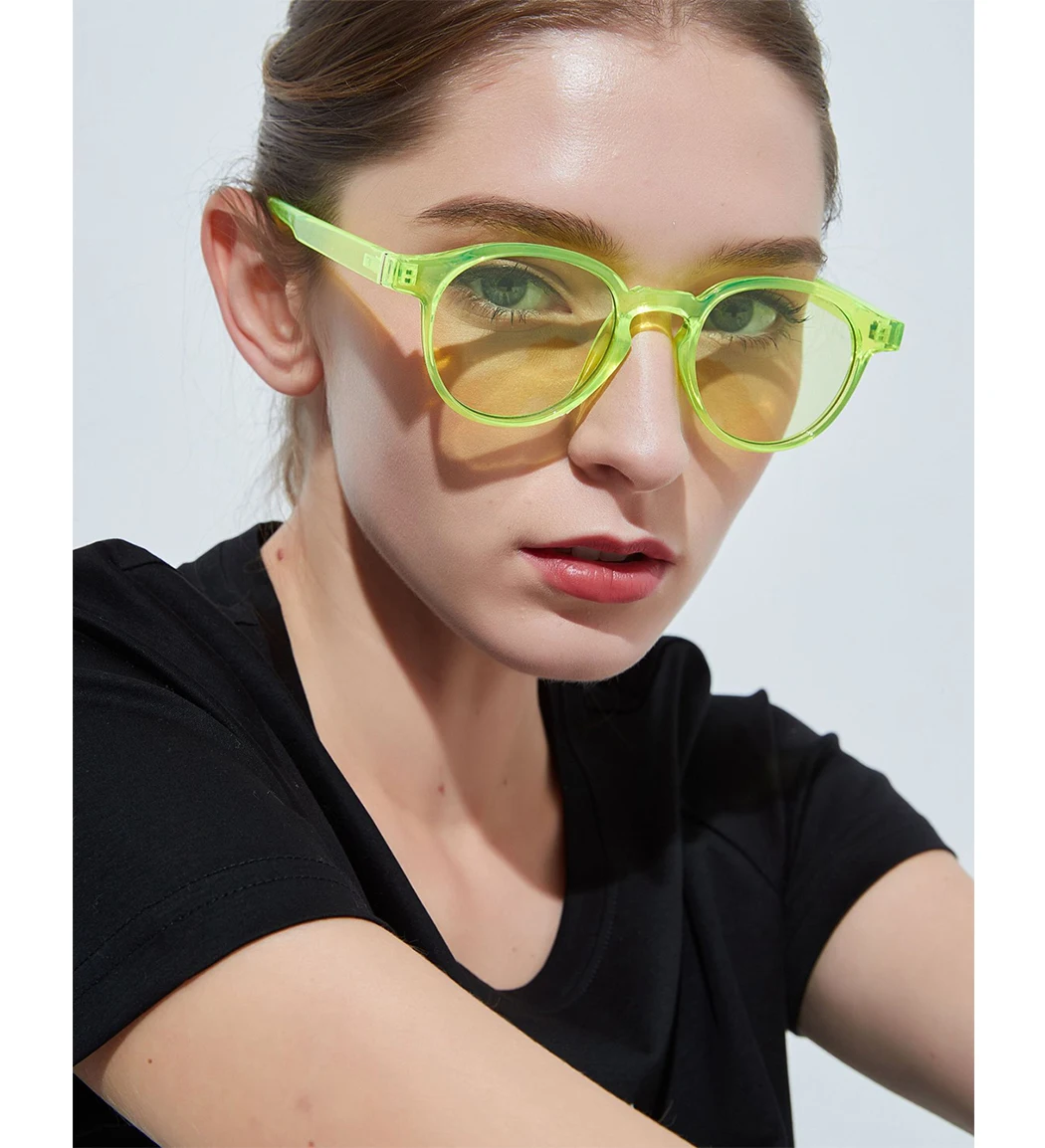 Модные неоновые Цвет солнцезащитные очки Для женщин Для мужчин ретро Мода Круглые Солнцезащитные очки личности UV400 кошачьи очки унисекс