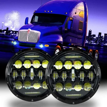 

Marlaa 2Psc 7 Inch LED Headlight H4 H13 Hi-Lo With Halo Angel Eyes For Lada 4x4 urban Niva Jeep JK Land rover defender Hummer