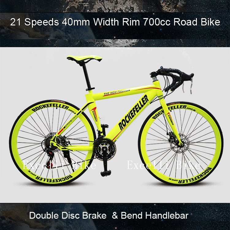 52" Inch 700C Rode Bike 21 Speeds 40MM Wide Rim Double Disc Brake 70
