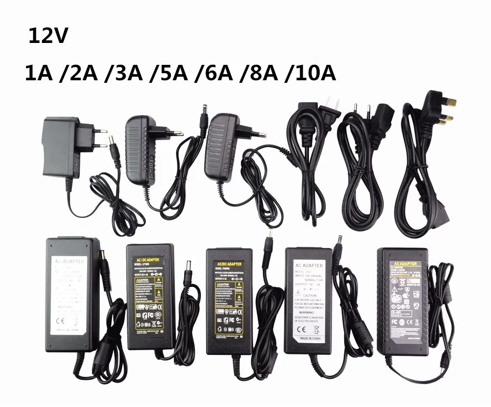 

LED Power Supply Adapter Converter Charger For LED Strip Lights 1A /2A /3A /5A /6A /8A DC 12V to AC110-240V