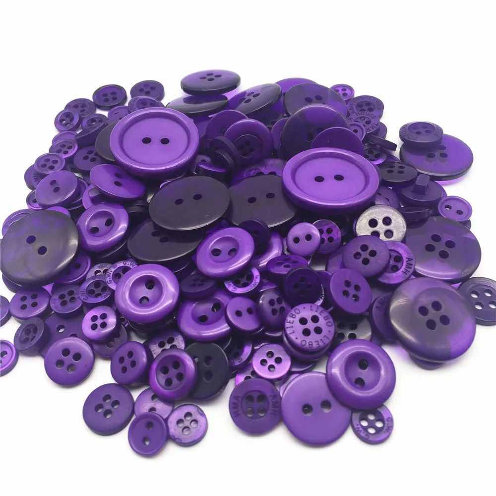 100g/pack Mixed Purple Color Resin Assorted Buttons Arts Crafts For Scrapbooking Sewing DIY