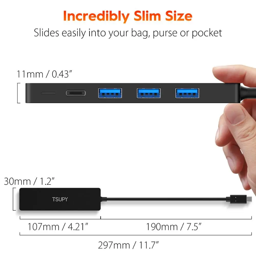 TSUPY USB C концентратор типа к HDMI 3 0 порты для зарядки хаб конвертер Macbook Pro Air 2018 samsung S10