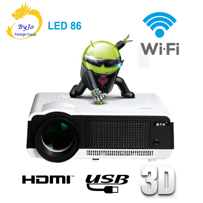 

Poner Saund LED86 wifi led projector Android HD LED 3D Smart Projector 5500 lumens 1080p HDMI Video Multi screen Home Cinema