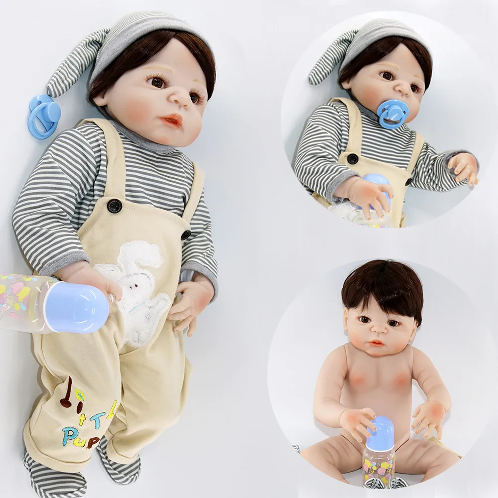

23 Inches Doll Reborn Full Silicone Vinyl Body Newborn Babies Dolls bathe menina toddler Kids Birthday Gifts Girls Playmate Toys