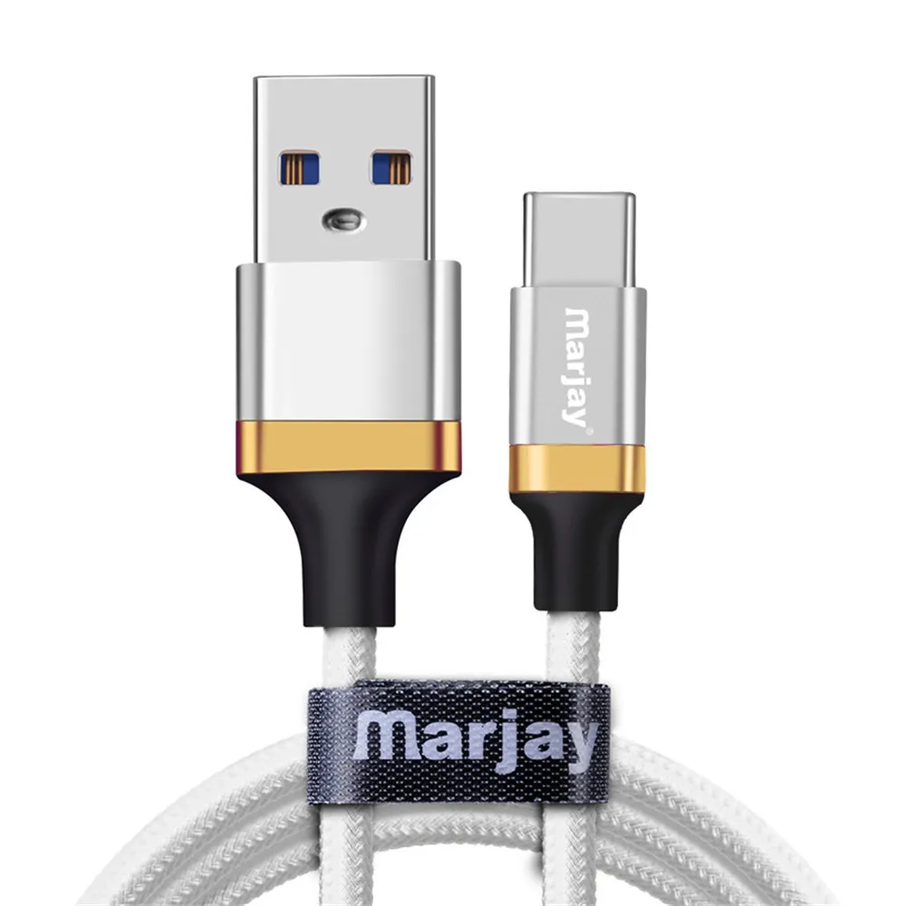 Marjay USB Type C Cable for Huawei P20 lite Quick Charge 3.0 USB Type-C Mobile Phone Cables for Samsung S9 USB Cable for Xiaomi White Cable