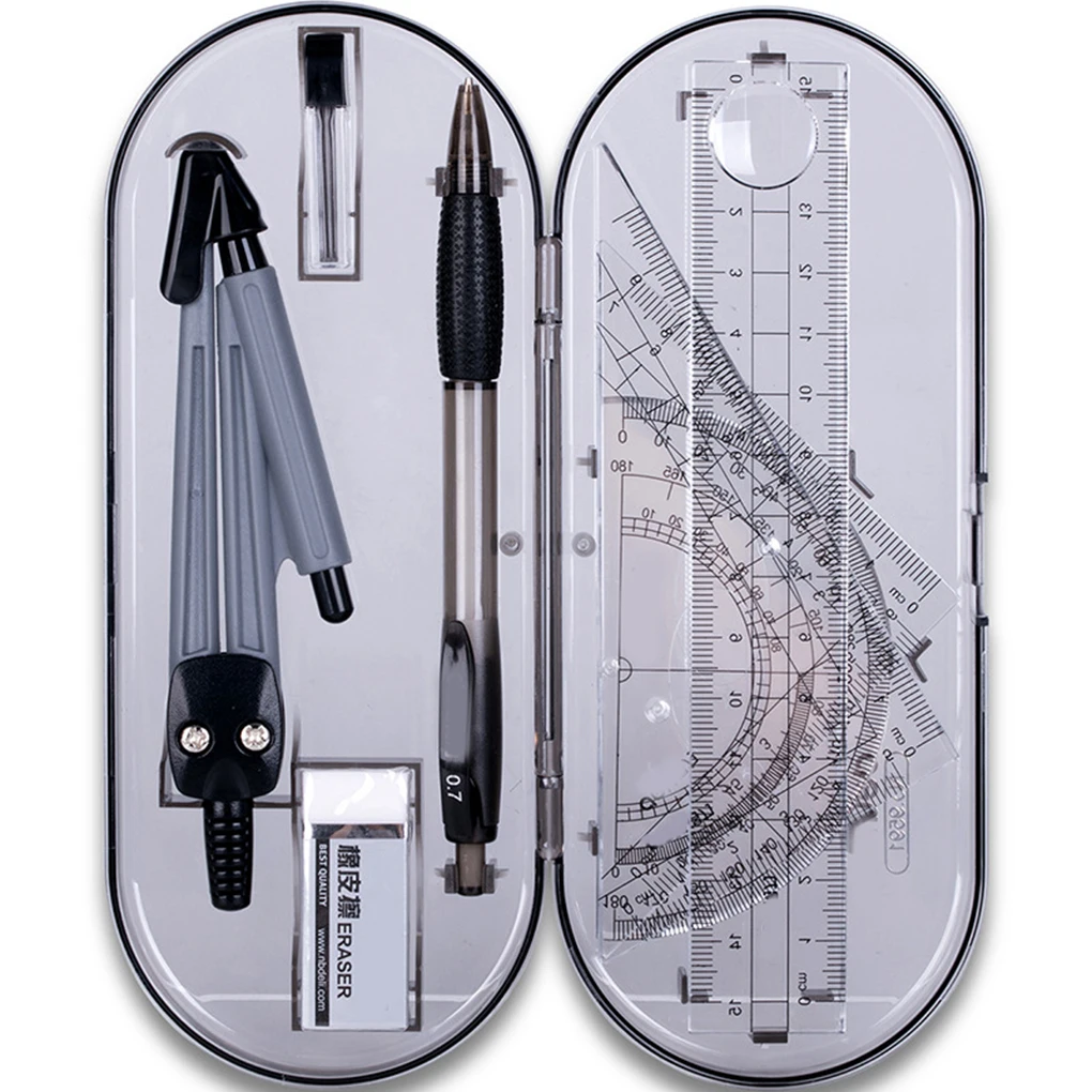 Набор для рисования портативный школьный математический набор циркулей транспортир, компас Линейка Карандаш необходимый математический набор инструментов для изучения
