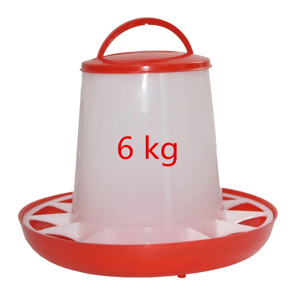 

2 sets 6kg Lid Chicken farming tool Pheasant feeding bucket Quality Chickens, ducks and quail dove Bird Feeder Safe hanging flat