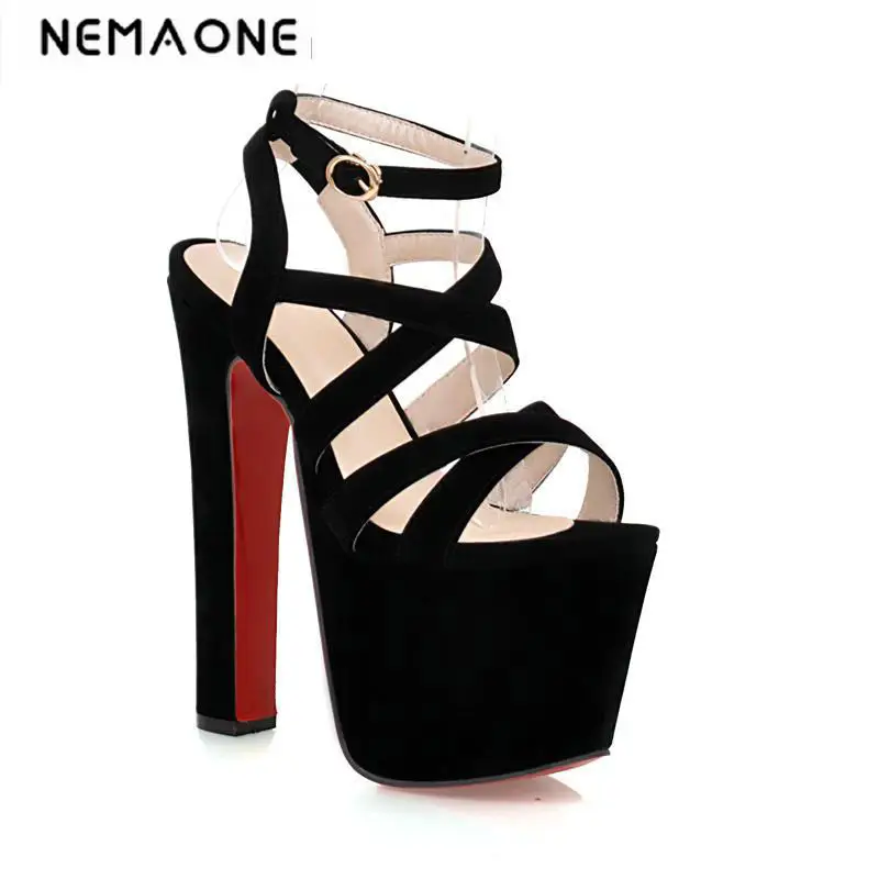 

New ladies high heel platform sandals flock dress shoes fashion high heels women sexy summer shoes woman