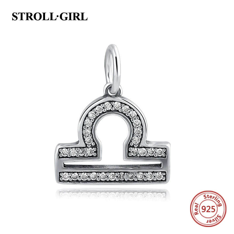 

Fit Original European Bracelets 12 constellation Libra Charms With Clear Cubic Zirconia DIY fashion jewelry making women gift