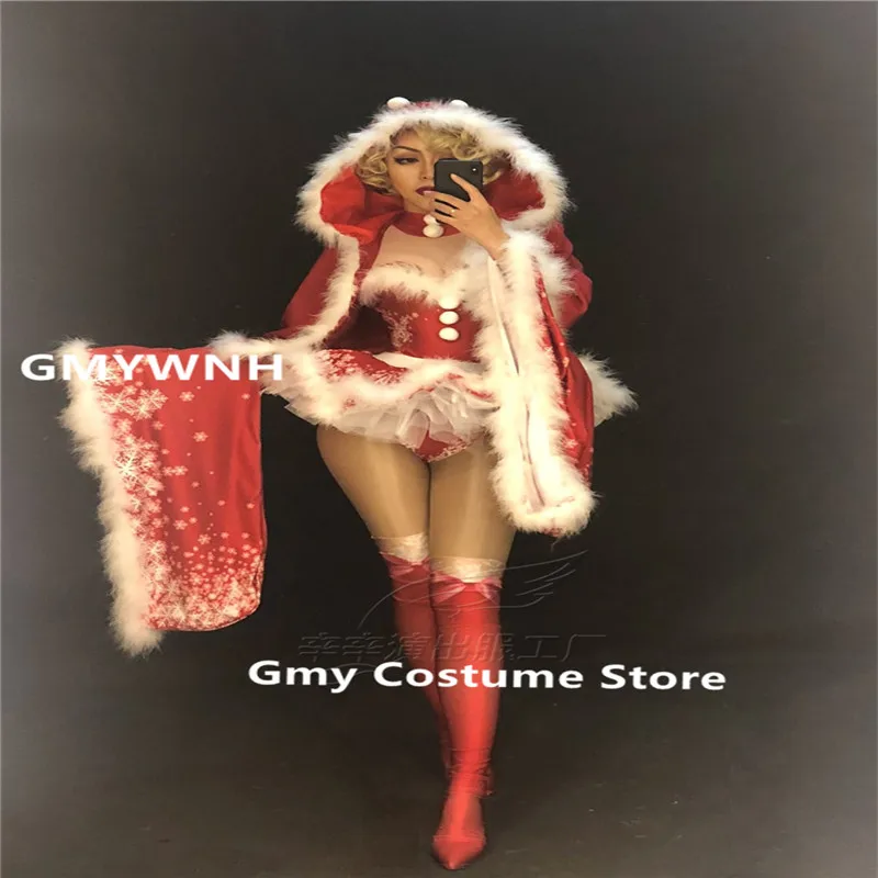 

E77 Christmas ballroom dance female stage costumes dj ds singer performance wears dress clothe show bodysuit bar skirt outfits
