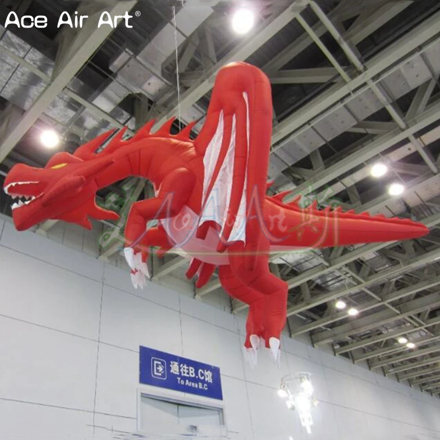3 м L современный повесить красный дракон надувной Огненный Дракон Летающий Динозавр животных шар с бесплатным воздуходувки для вечерние события