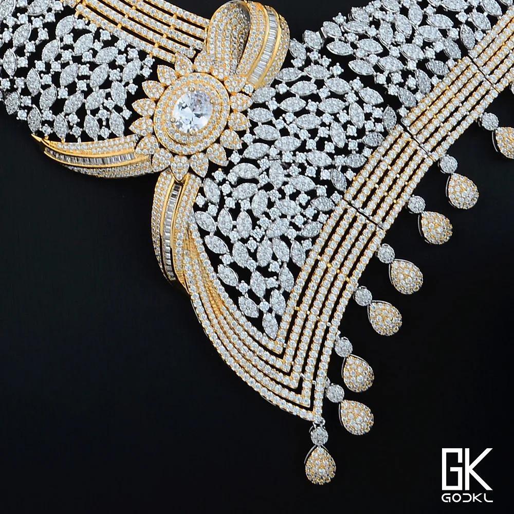 GODKI Trendy Luxury Geometric 4PC African Jewelry Sets For Women Wedding Cubic Zircon Crystal CZ Indian Dubai Bridal Jewelry Set