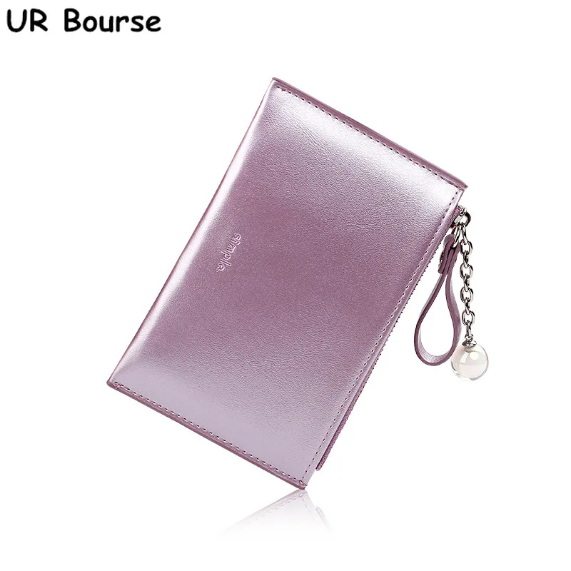 

UR BOURSE Women's Pu Leather Short Wallet Ladies Pearlescent Mini Coin Purse Hand Purses For Ladies Female Money Bag Card Holder
