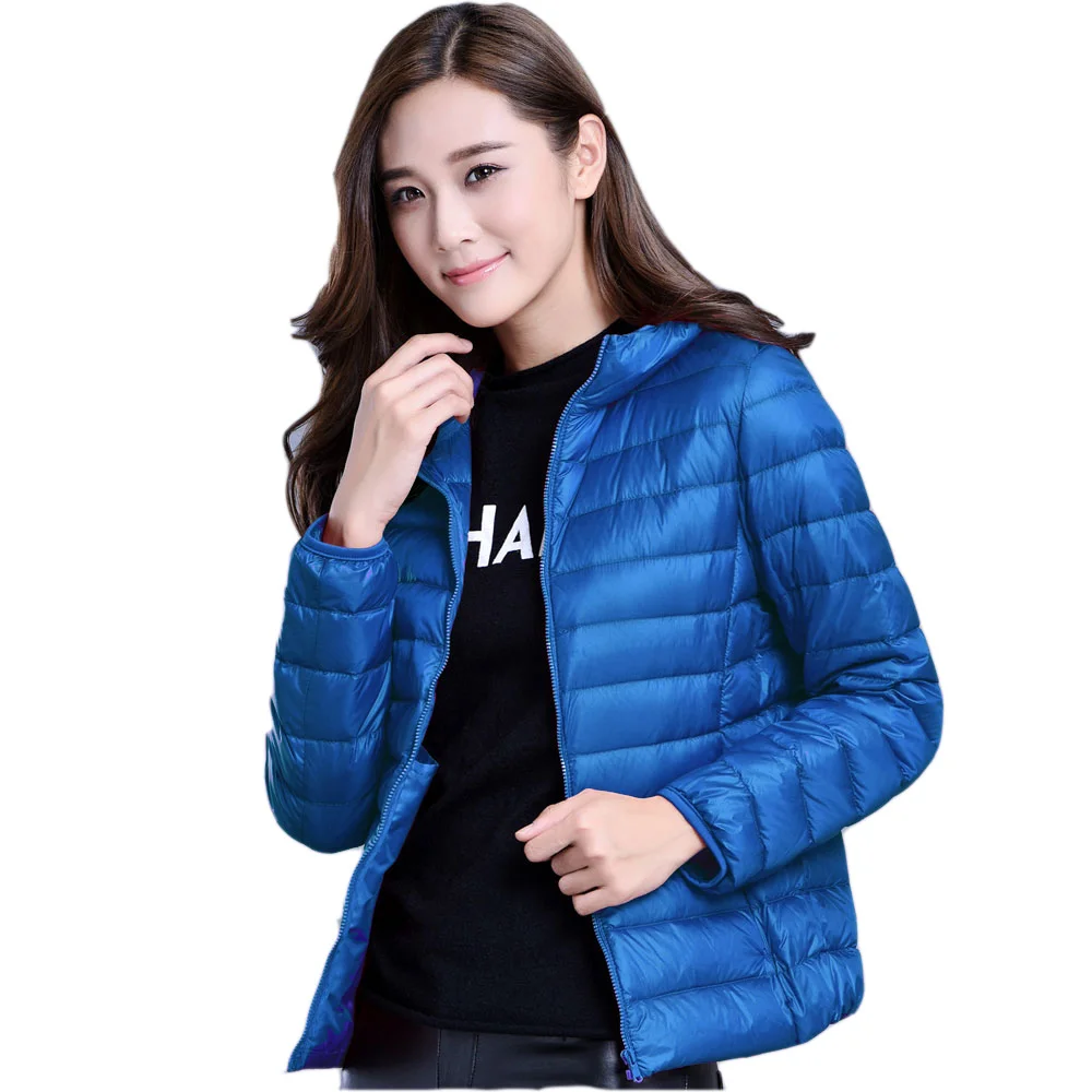 discounted  Women Down Jacket 2019 New Brand 90% White Duck Down Ultra-light Hooded Jacket for Woman Long sleev