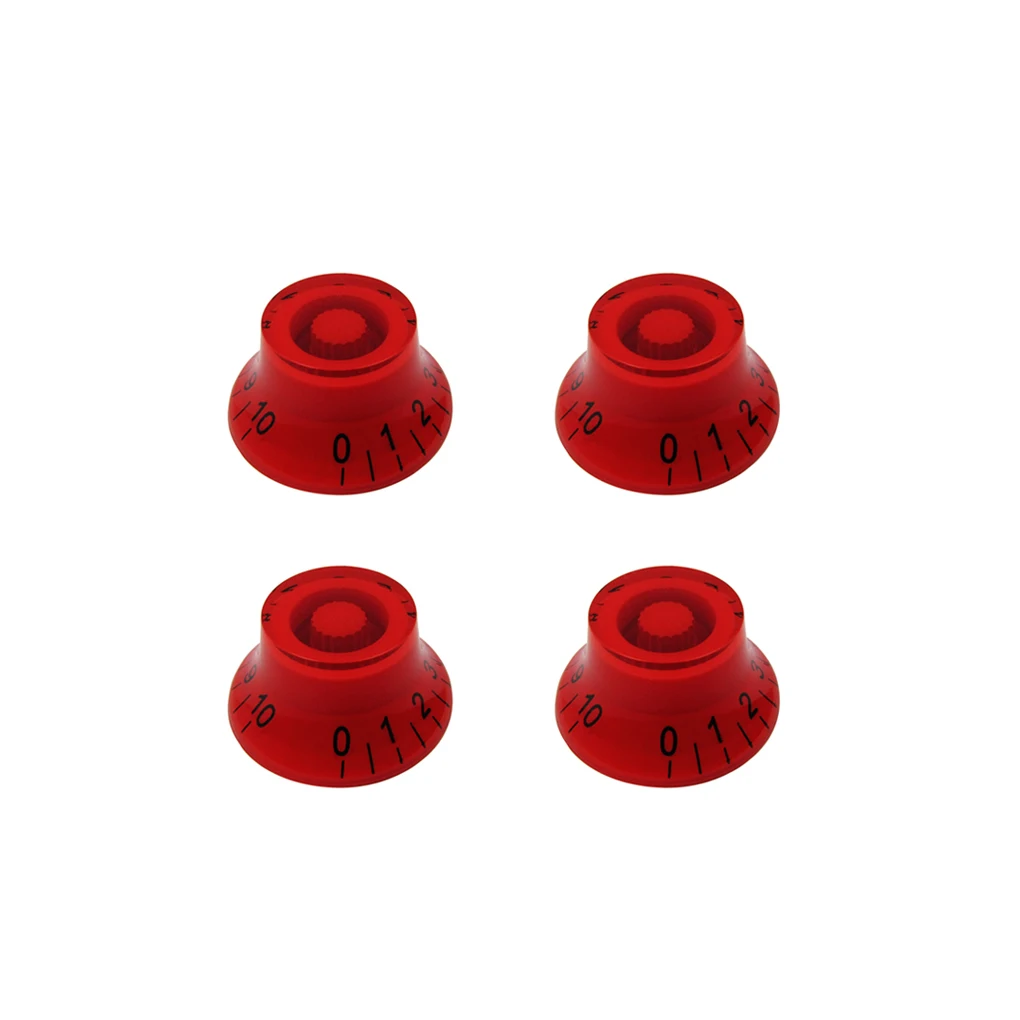 NEW 4Pcs Top Hat Style Tone Volume Knobs Red With Black Numbers Speed