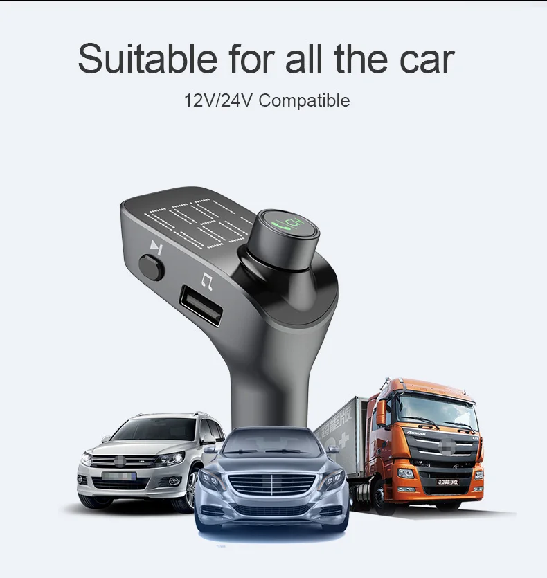 ANLUD Bluetooth 5.0 FM Transmitter Wireless Bluetooth Car Kit Car MP3 Player with Dual USB Quick Charge Aux Modulator HandsFree  (3)