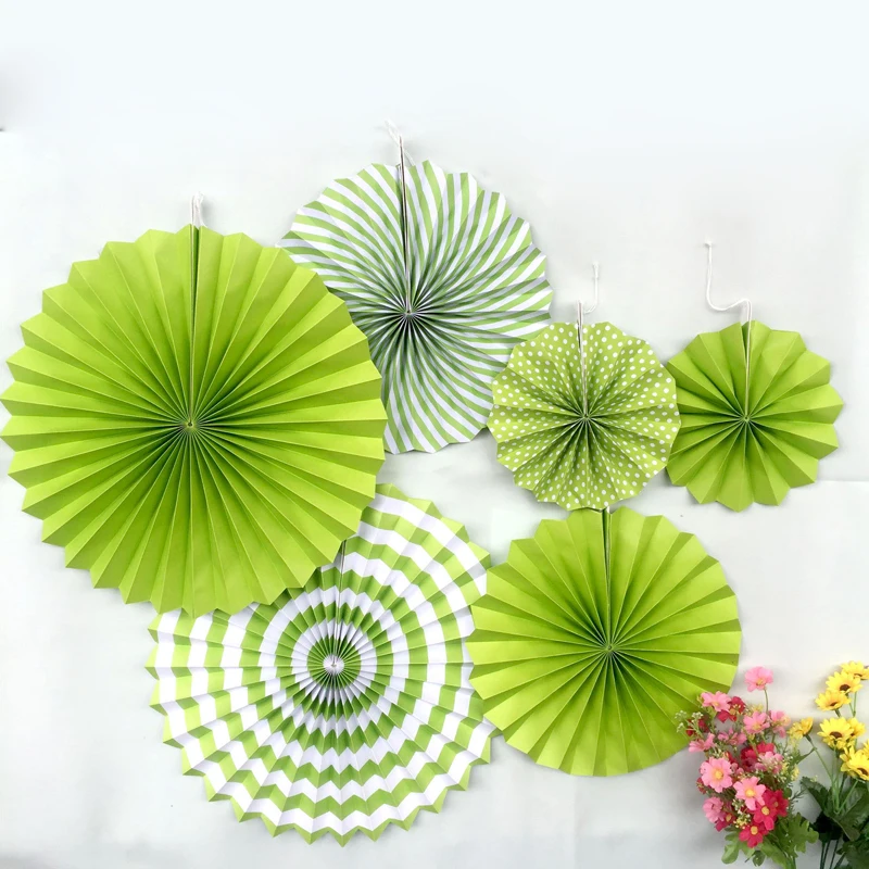 DIY 6Pcs/Set Hanging Paper Fan Pinwheel Garland Children Birthday Party Decor 5 Colors