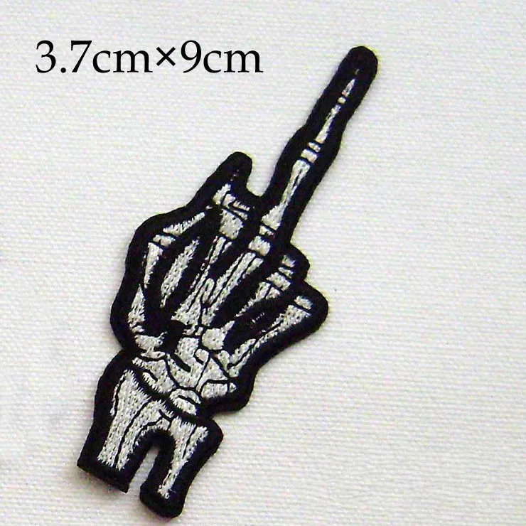 Finger Skulls Skeleton Embroidery Patch Iron On Patches Punk Rock Applique Label Badge Biker For Clothes 10pcs/lot A235 | Дом и сад