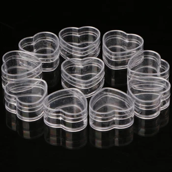 

10Pcs/Set Plastic Heart Shape Cream Box Cosmetic Case Transparent Makeup Container