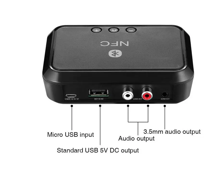 VIKEFON Bluetooth приемник NFC/USB диск музыка чтение стерео беспроводной адаптер 3,5 мм AUX/RCA Автомобильный Динамик Bluetooth аудио приемник