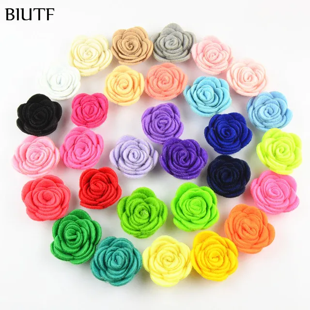 

30pcs/lot 1.6'' Mini Felt Rose Flower Headband DIY Making Material Apparel Accessories 30 Color You Pick TH210