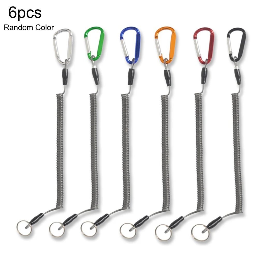 

6pcs String Fishing Rope Boating Rod Guard Retention Wire Telescopic Lanyards Spiral Cable Safety Rope Lock Fishing Tools