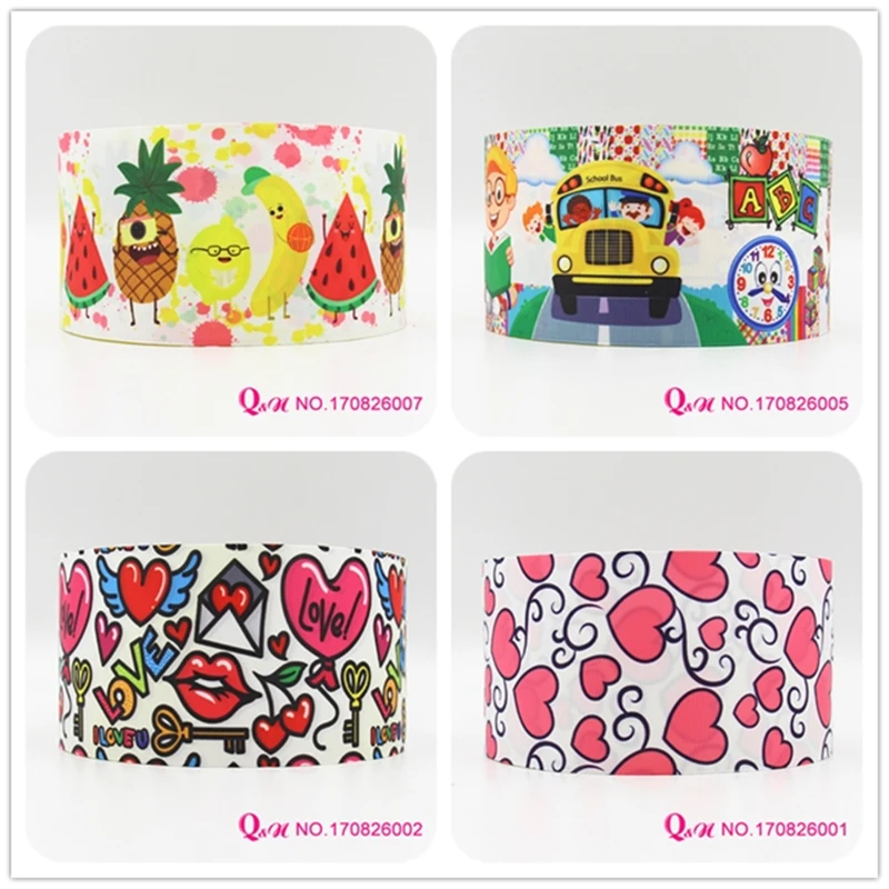 

Q&N ribbon 16mm 22mm 25mm 38mm 50mm 75mm love school printed grosgrain ribbon webbing 50yards/roll for hair tie free shipping