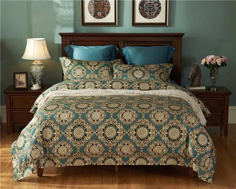 

4pcs Luxury Bedding Set Queen Size 100% Egyptian Cotton Sheets Bedclothes Duvet Cover Bed Sheet Set Boho Bedding Bed Linen