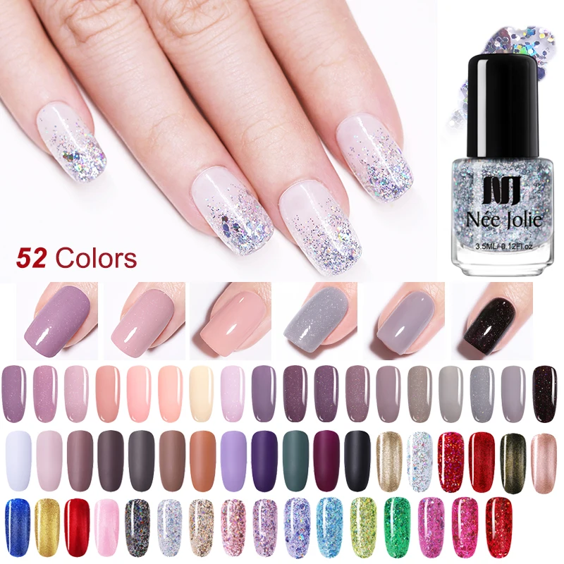 

NEE JOLIE 3.5ml Nail Polish 66 Colors Fast Dry Nail Art Polish Coffee Gray Series Peeling Off Glitter DIY Nails Lacquer